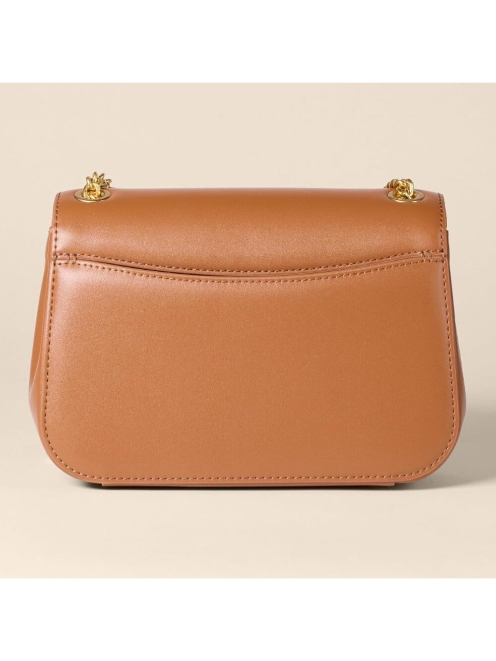 Women's Tan Faux Metal Hardware Leather Essentials Chain Adjustable Strap Bag - Picture 5 of 6